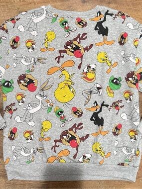 Looney Tunes Character Print Sweatshirt - Gray